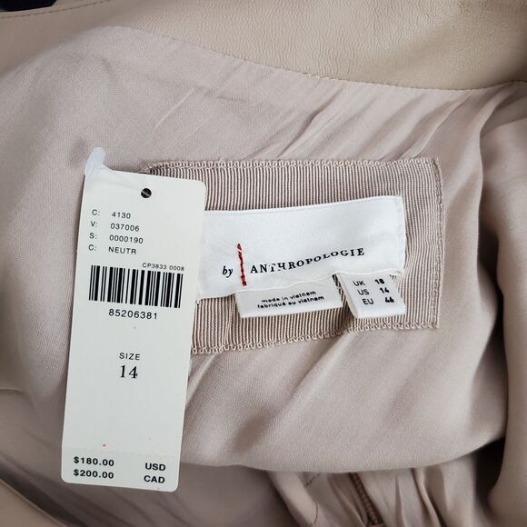 Anthropologie Women's Dress 14 Pink Asymmetrical One Shoulder Faux Leather - Picture 10 of 13